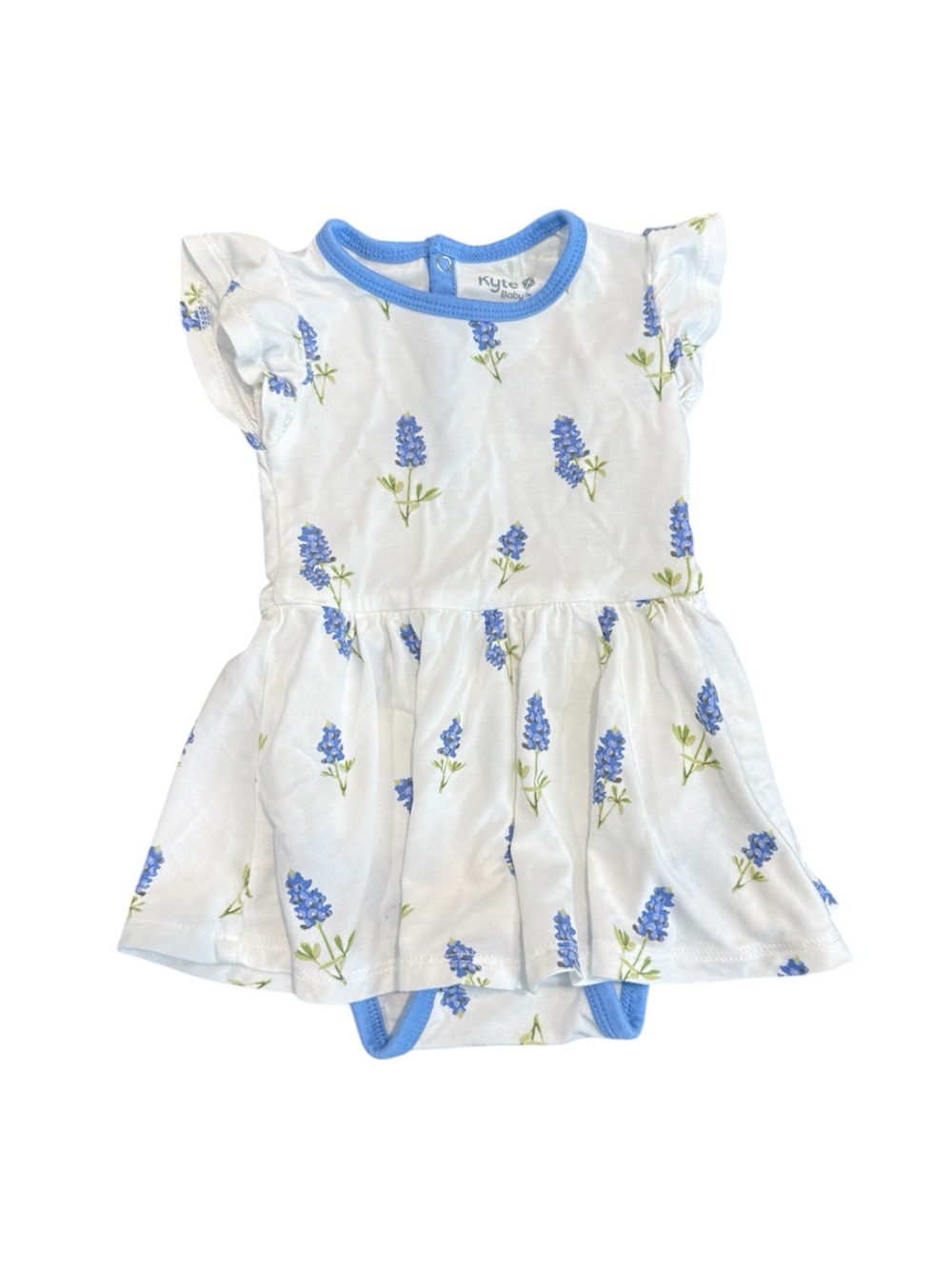 Kyte BABY White Dress with Blue Floral Print